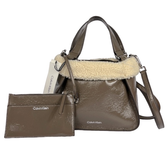Calvin Klein Faux Fur Crossbody With Wristlet Pouch NWT - Picture 3 of 14